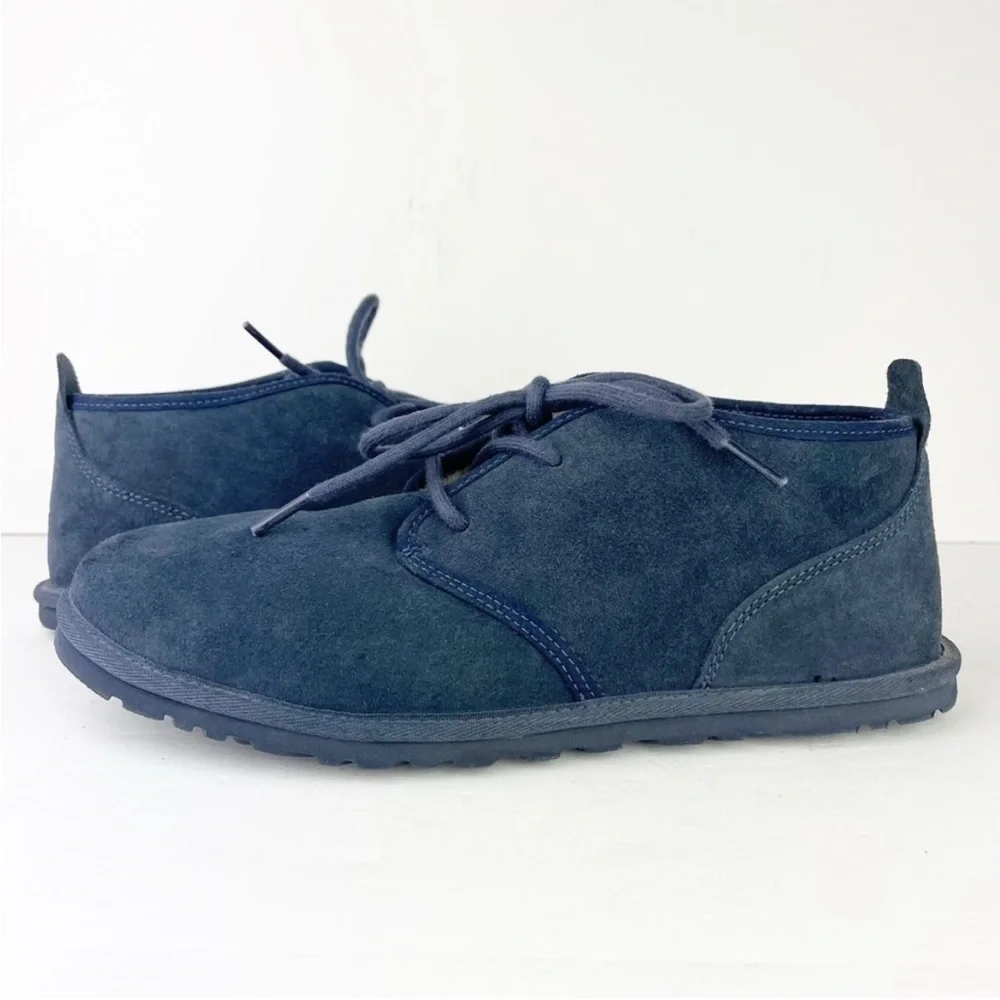 UGG Neumel Navy Blue Suede Leather Shearling Lace Up Warm Cozy Ankle Boots